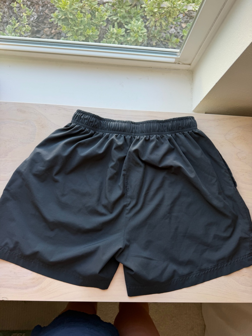 Black Elastic Waist Athletic Shorts